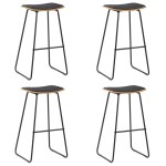 vidaXL Scaune de bar, 4 buc., negru, piele ecologică