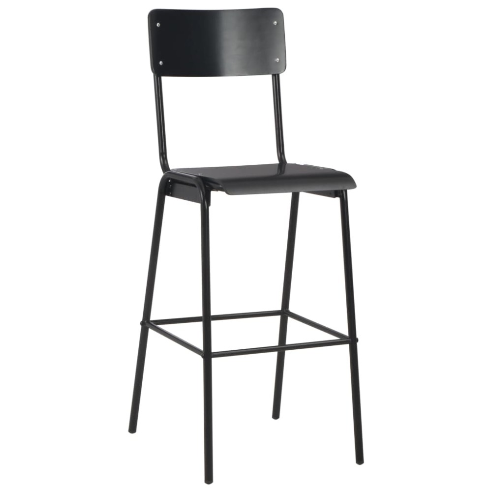 vidaXL Scaune de bar, 6 buc., negru, placaj solid, oțel
