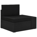 vidaXL Set mobilier de grădină, 6 piese, negru, poliratan