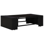 vidaXL Set mobilier de grădină, 7 piese, negru, poliratan