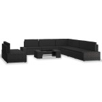 vidaXL Set mobilier de grădină, 9 piese, negru, poliratan vidaXL Set mobilier de grădină, 9 piese, negru, poliratan