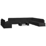 vidaXL Set mobilier de grădină, 10 piese, negru, poliratan vidaXL Set mobilier de grădină, 10 piese, negru, poliratan