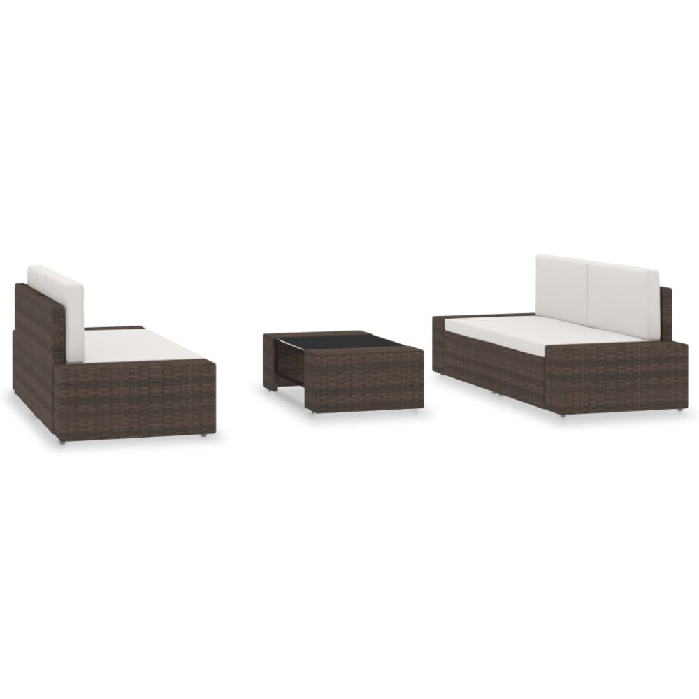 vidaXL Set mobilier de grădină, 5 piese, maro, poliratan