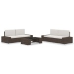 vidaXL Set mobilier de grădină, 5 piese, maro, poliratan vidaXL Set mobilier de grădină, 5 piese, maro, poliratan