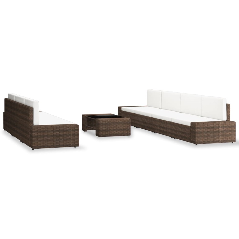 vidaXL Set mobilier de grădină, 8 piese, maro, poliratan