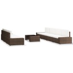 vidaXL Set mobilier de grădină, 8 piese, maro, poliratan