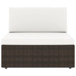 vidaXL Set mobilier de grădină, 8 piese, maro, poliratan