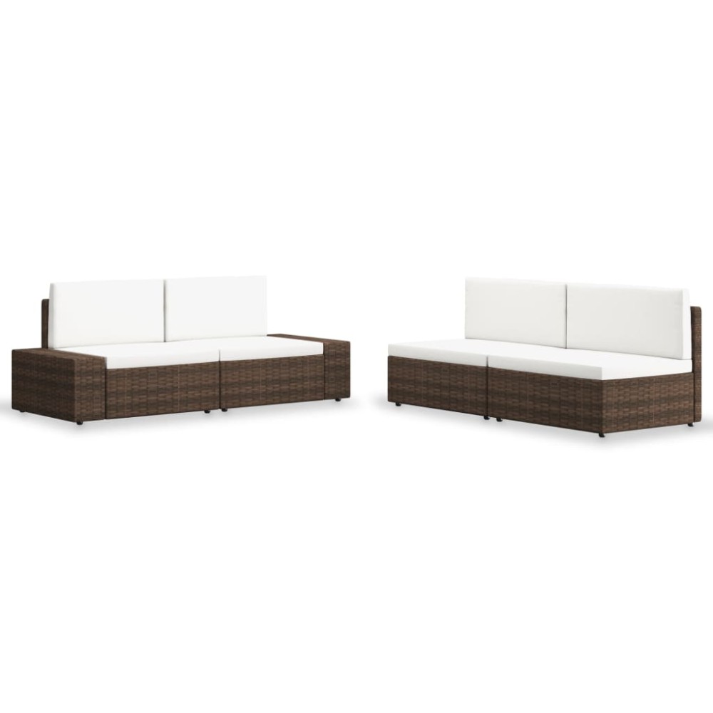 vidaXL Set mobilier de grădină, 4 piese, maro, poliratan
