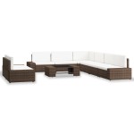 vidaXL Set mobilier de grădină, 9 piese, maro, poliratan vidaXL Set mobilier de grădină, 9 piese, maro, poliratan