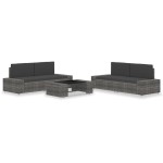 vidaXL Set mobilier de grădină, 5 piese, gri, poliratan vidaXL Set mobilier de grădină, 5 piese, gri, poliratan