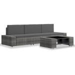 vidaXL Set mobilier de grădină, 4 piese, gri, poliratan vidaXL Set mobilier de grădină, 4 piese, gri, poliratan
