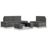 vidaXL Set mobilier de grădină, 4 piese, gri, poliratan vidaXL Set mobilier de grădină, 4 piese, gri, poliratan