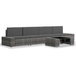 vidaXL Set mobilier de grădină, 5 piese, gri, poliratan vidaXL Set mobilier de grădină, 5 piese, gri, poliratan