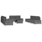 vidaXL Set mobilier de grădină, 10 piese, gri, poliratan vidaXL Set mobilier de grădină, 10 piese, gri, poliratan