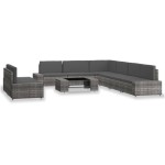 vidaXL Set mobilier de grădină, 9 piese, gri, poliratan vidaXL Set mobilier de grădină, 9 piese, gri, poliratan
