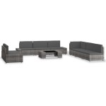 vidaXL Set mobilier de grădină, 9 piese, gri, poliratan vidaXL Set mobilier de grădină, 9 piese, gri, poliratan