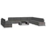 vidaXL Set mobilier de grădină, 10 piese, gri, poliratan vidaXL Set mobilier de grădină, 10 piese, gri, poliratan