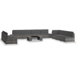 vidaXL Set mobilier de grădină, 10 piese, gri, poliratan vidaXL Set mobilier de grădină, 10 piese, gri, poliratan