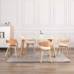 vidaXL Scaune de bucătărie, 4 buc, crem, lemn curbat & piele ecologică