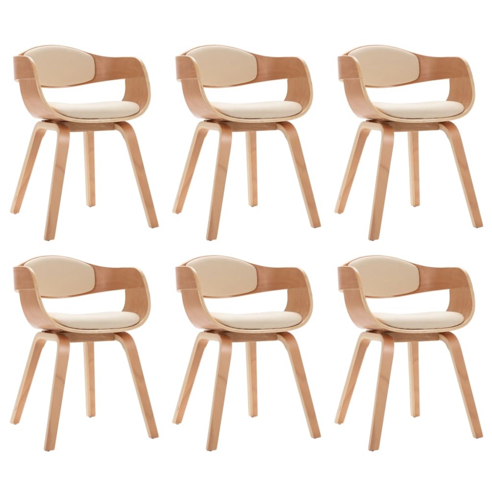 vidaXL Scaune de bucătărie, 6 buc., lemn curbat și piele ecologică