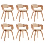 vidaXL Scaune de bucătărie, 6 buc., lemn curbat și piele ecologică