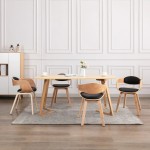 vidaXL Scaune de bucătărie, 4 buc, crem, lemn curbat & piele ecologică