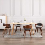 vidaXL Scaune de bucătărie, 6 buc. gri, lemn curbat și material textil vidaXL Scaune de bucătărie, 6 buc. gri, lemn curbat și material textil