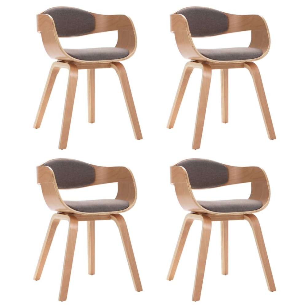 vidaXL Scaune de bucătărie, 4 buc., gri taupe, lemn curbat și textil
