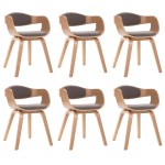 vidaXL Scaune de bucătărie, 6 buc., gri taupe, lemn curbat și textil vidaXL Scaune de bucătărie, 6 buc., gri taupe, lemn curbat și textil