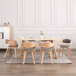 vidaXL Scaune de bucătărie, 6 buc., gri taupe, lemn curbat și textil vidaXL Scaune de bucătărie, 6 buc., gri taupe, lemn curbat și textil