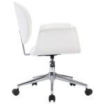 vidaXL Scaun de birou rotativ, alb, piele ecologică vidaXL Scaun de birou rotativ, alb, piele ecologică