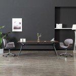 vidaXL Scaun de birou pivotant, gri, material textil vidaXL Scaun de birou pivotant, gri, material textil