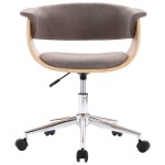 vidaXL Scaun de birou pivotant, gri taupe, lemn curbat și textil vidaXL Scaun de birou pivotant, gri taupe, lemn curbat și textil