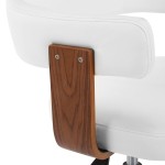 vidaXL Scaun de birou pivotant, alb, lemn curbat și piele ecologică vidaXL Scaun de birou pivotant, alb, lemn curbat și piele ecologică