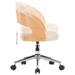vidaXL Scaun de birou pivotant, crem, lemn curbat și piele ecologică vidaXL Scaun de birou pivotant, crem, lemn curbat și piele ecologică