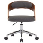 vidaXL Scaun de birou pivotant, gri, lemn curbat și material textil vidaXL Scaun de birou pivotant, gri, lemn curbat și material textil