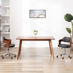 vidaXL Scaun de birou pivotant, negru, lemn curbat și piele ecologică vidaXL Scaun de birou pivotant, negru, lemn curbat și piele ecologică