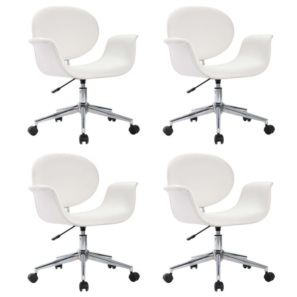 vidaXL Scaune de masă pivotante, 4 buc., alb, piele ecologică