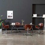 vidaXL Scaune de masă pivotante, 4 buc., maro, piele ecologică