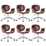 vidaXL Scaune de bucătărie pivotante, 6 buc., maro, piele ecologică vidaXL Scaune de bucătărie pivotante, 6 buc., maro, piele ecologică
