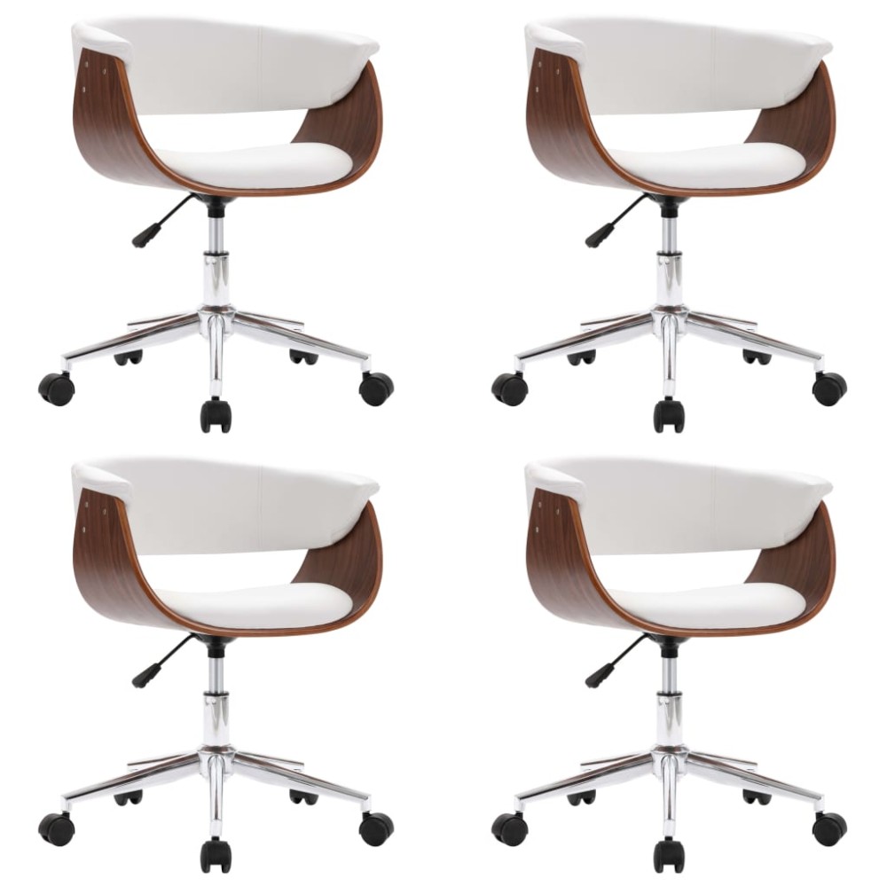 vidaXL Scaune de masă pivotante, 4 buc., alb, piele ecologică