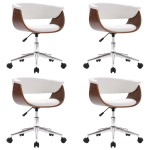 vidaXL Scaune de masă pivotante, 4 buc., alb, piele ecologică