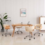 vidaXL Scaune de sufragerie pivotante 4 buc. crem piele artificială