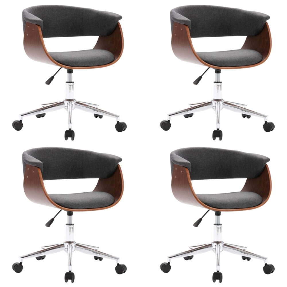vidaXL Scaune de bucătărie pivotante, 4 buc., gri, textil