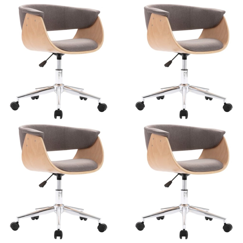 vidaXL Scaune de bucătărie pivotante, 4 buc., gri taupe, textil