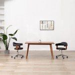 vidaXL Scaune pivotante, 2 buc. negru, lemn curbat & piele ecologică