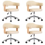 vidaXL Scaune de sufragerie pivotante 4 buc. crem piele artificială vidaXL Scaune de sufragerie pivotante 4 buc. crem piele artificială