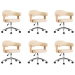 vidaXL Scaune de bucătărie pivotante, 6 buc., crem, piele ecologică vidaXL Scaune de bucătărie pivotante, 6 buc., crem, piele ecologică