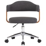 vidaXL Scaune de bucătărie, 2 buc., gri, lemn curbat și textil