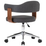 vidaXL Scaune de bucătărie, 2 buc., gri, lemn curbat și textil